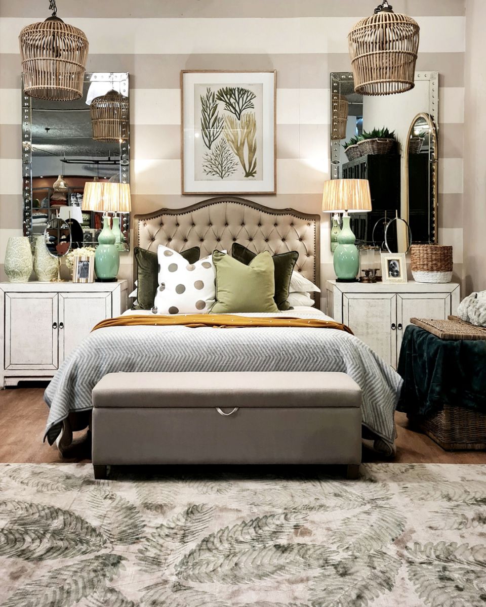 Block & Chisel linen upholstered bedend