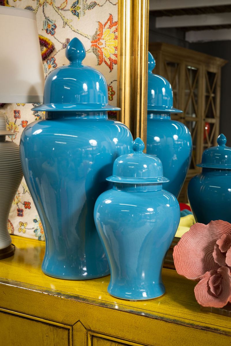 turquoise ceramic ginger jar with lid 