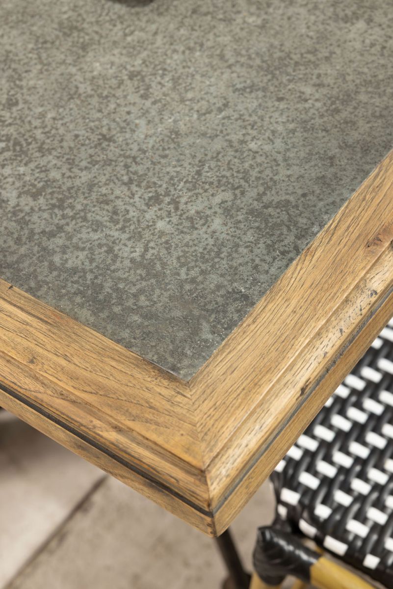 Block & Chisel square café table with zinc top