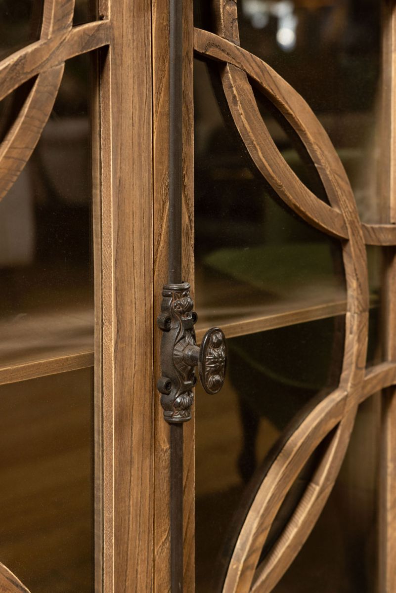 Old elm sideboard with 4 glass doors Château Collection 