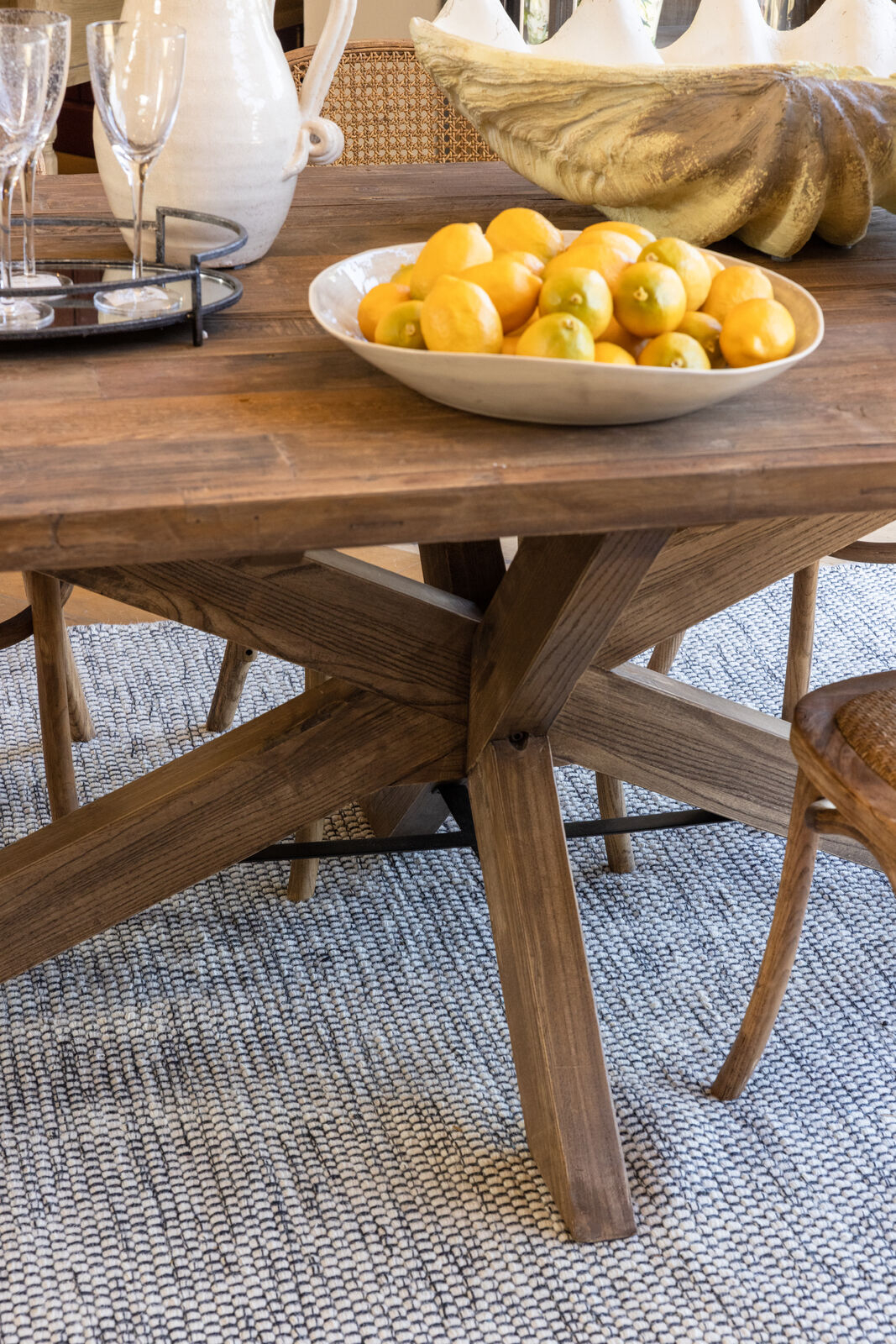 Old elm wooden dining table 