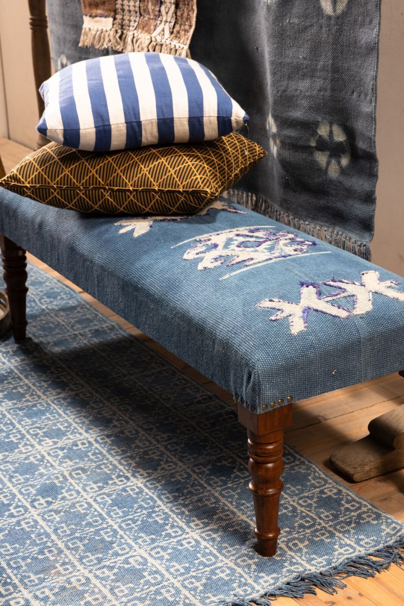 blue cotton rug naksha collection 