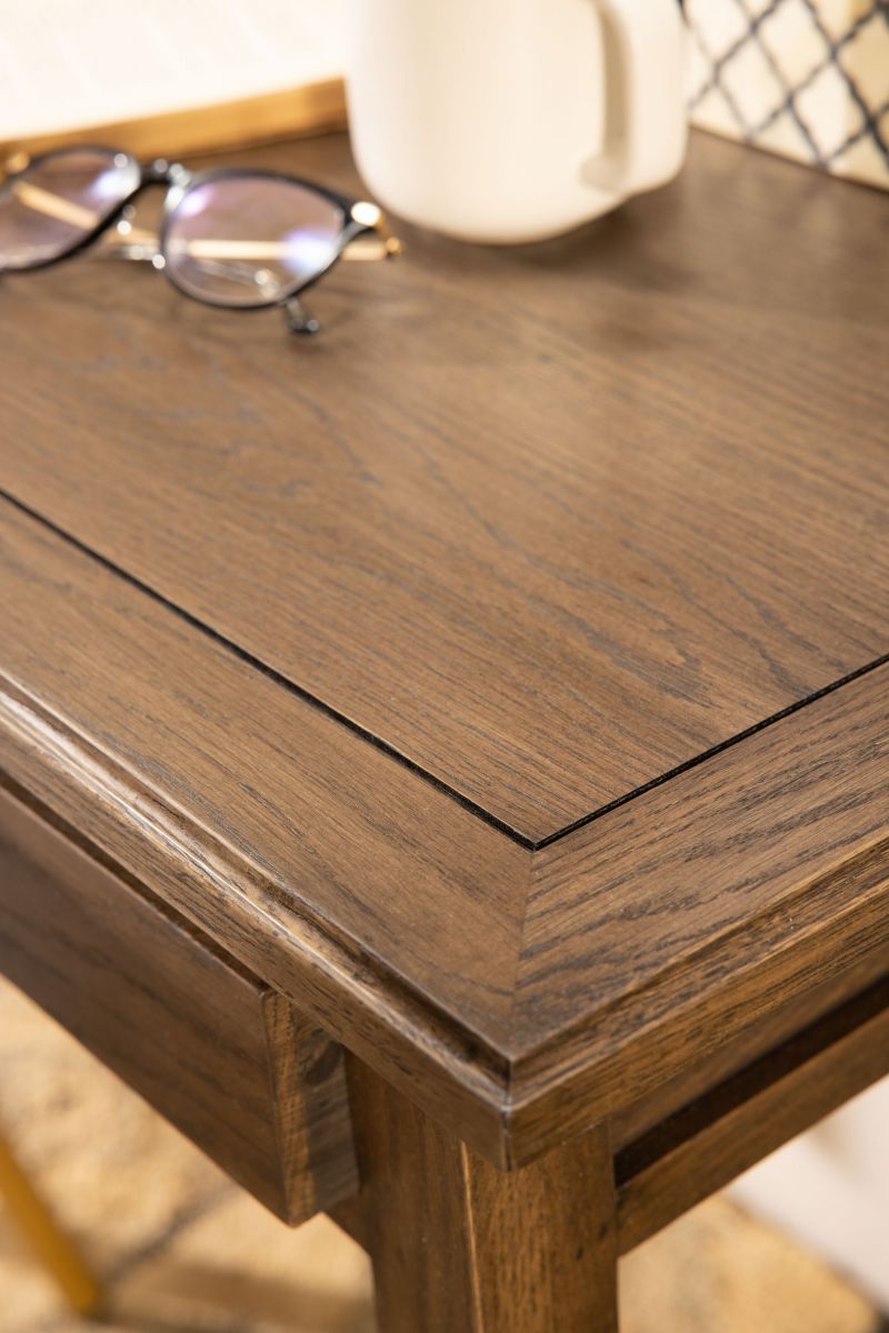 antique weathered oak writing table with 3 drawers