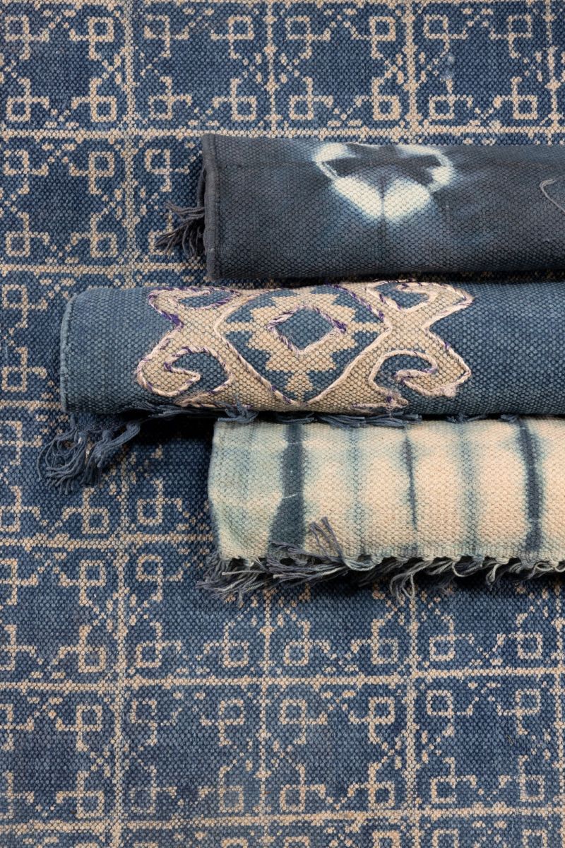 blue cotton rug naksha collection 