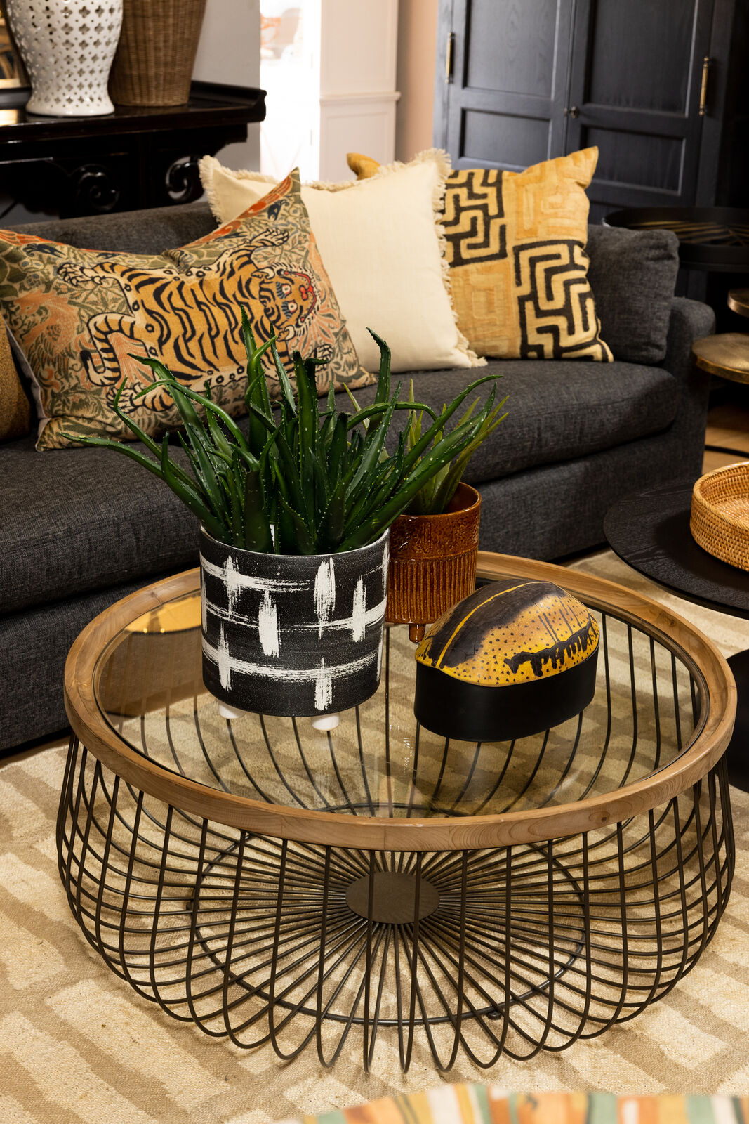 Block & Chisel round industrial style coffee table