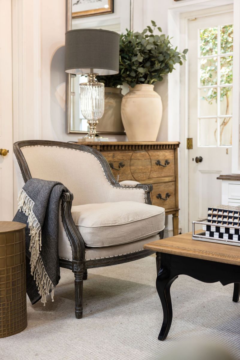 French chair with wooden frame