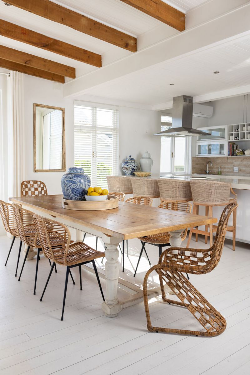 Block & Chisel two tone weathered oak dining table with antique white base