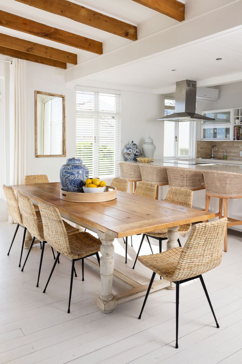 Block & Chisel two tone weathered oak dining table with antique white base