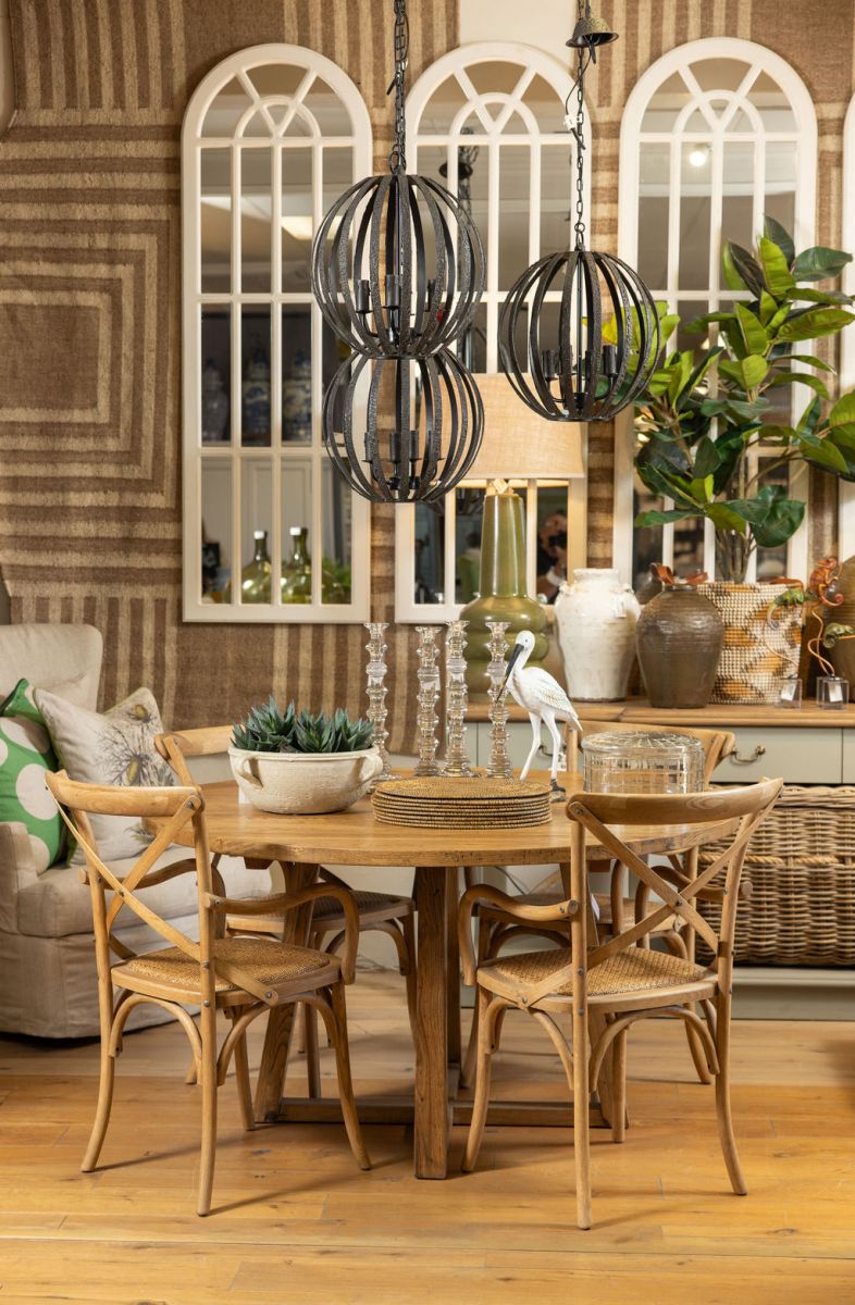 Oak cross back carver dining chair 