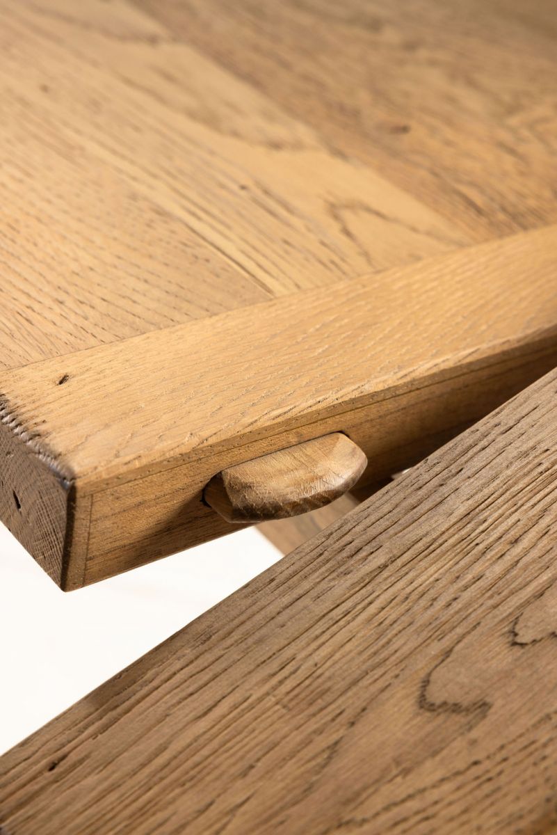 Block and chisel Wooden extension dining table with cross leg detail