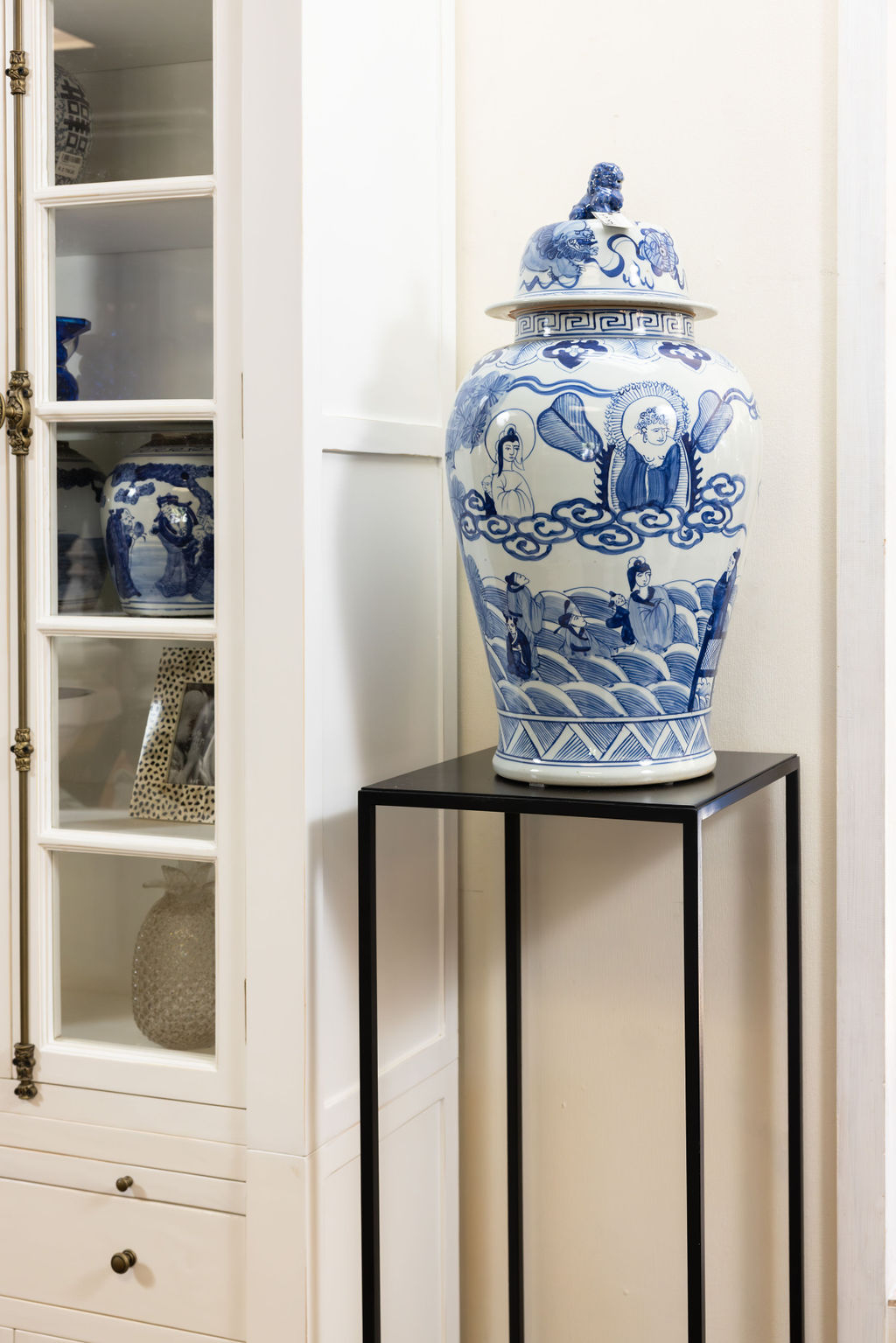 blue and white ceramic ginger jar 