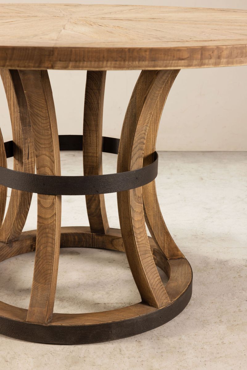 Old elm round dining table