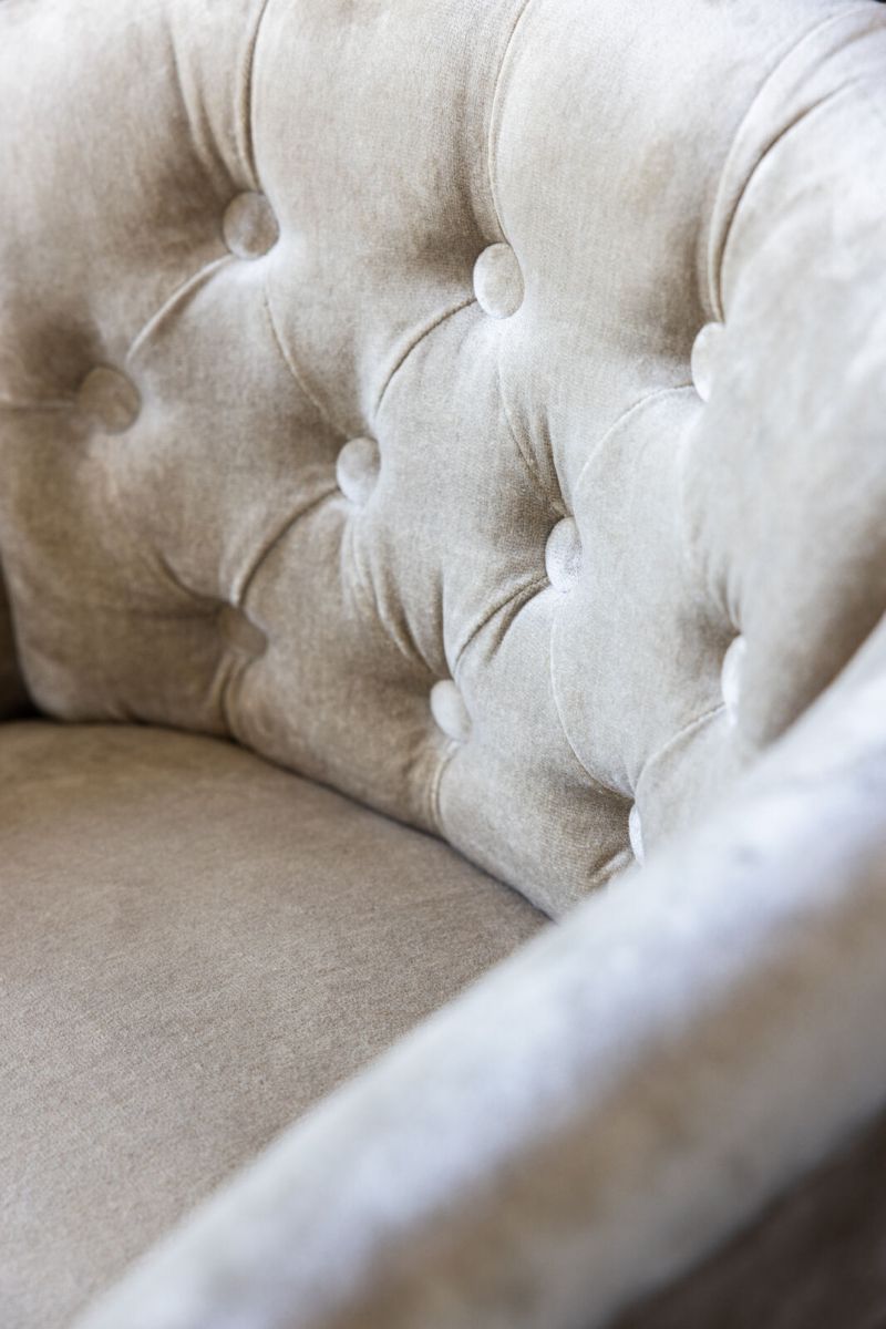 Small french tub chair upholstered in velvet