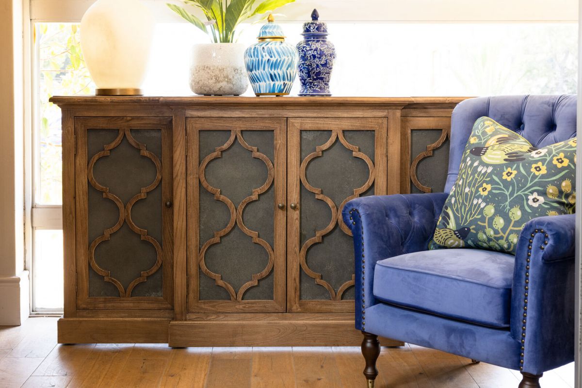 Bleached elm 4 door sideboard Château Collection