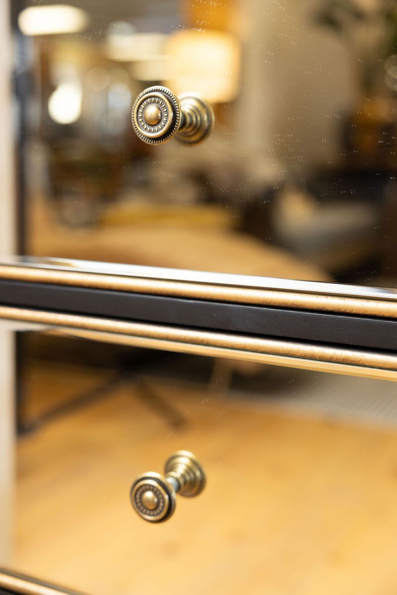Opulent black mirrored chest of drawers 