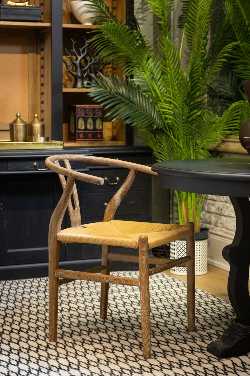 wishbone dining chair with woven seat 