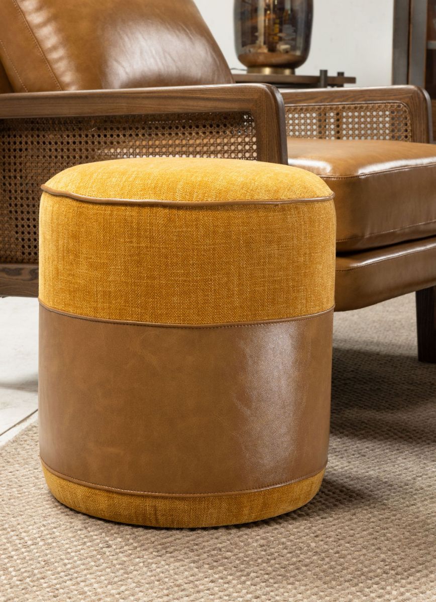 Leather and fabric stool