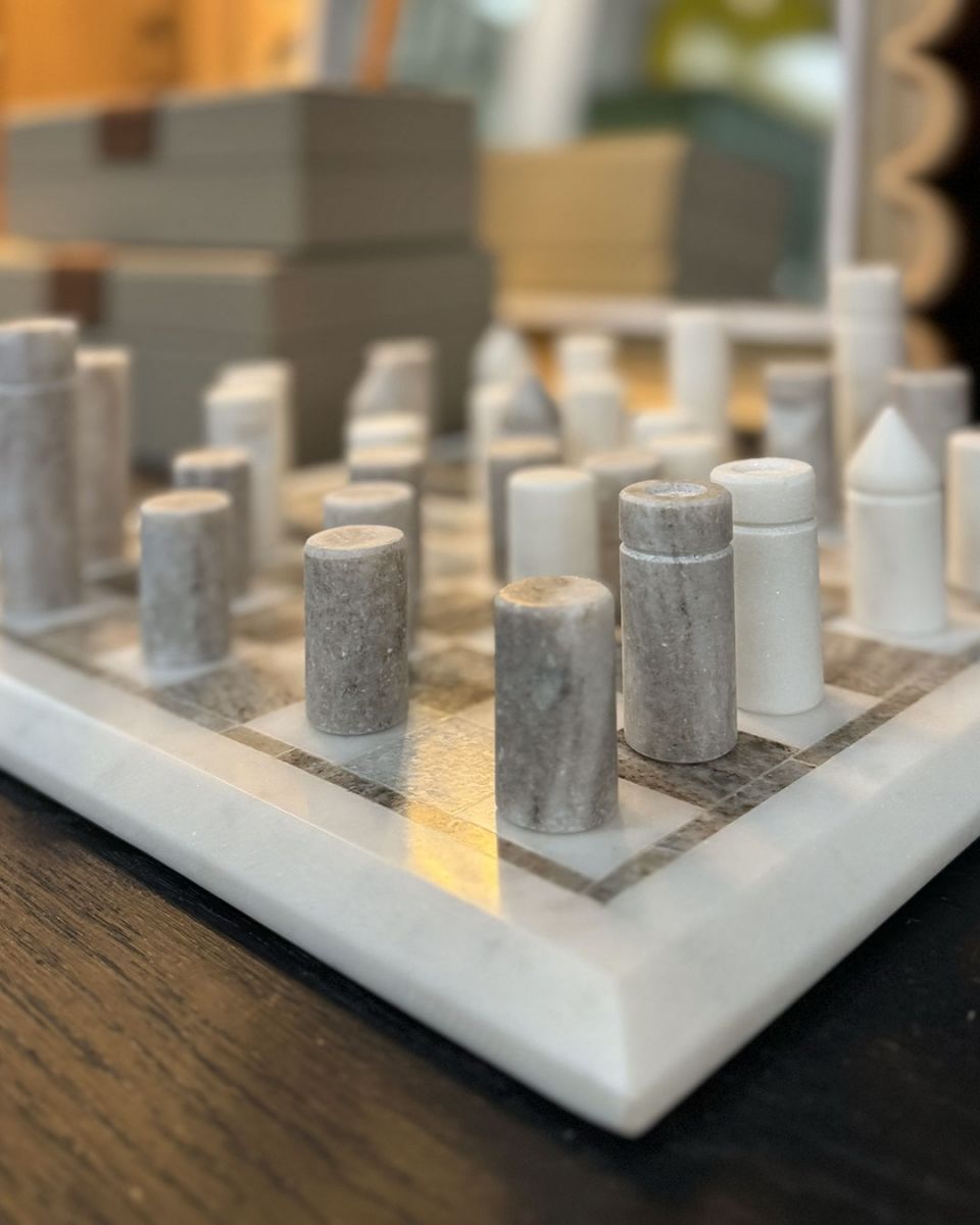 Block and chisel marble chess set 