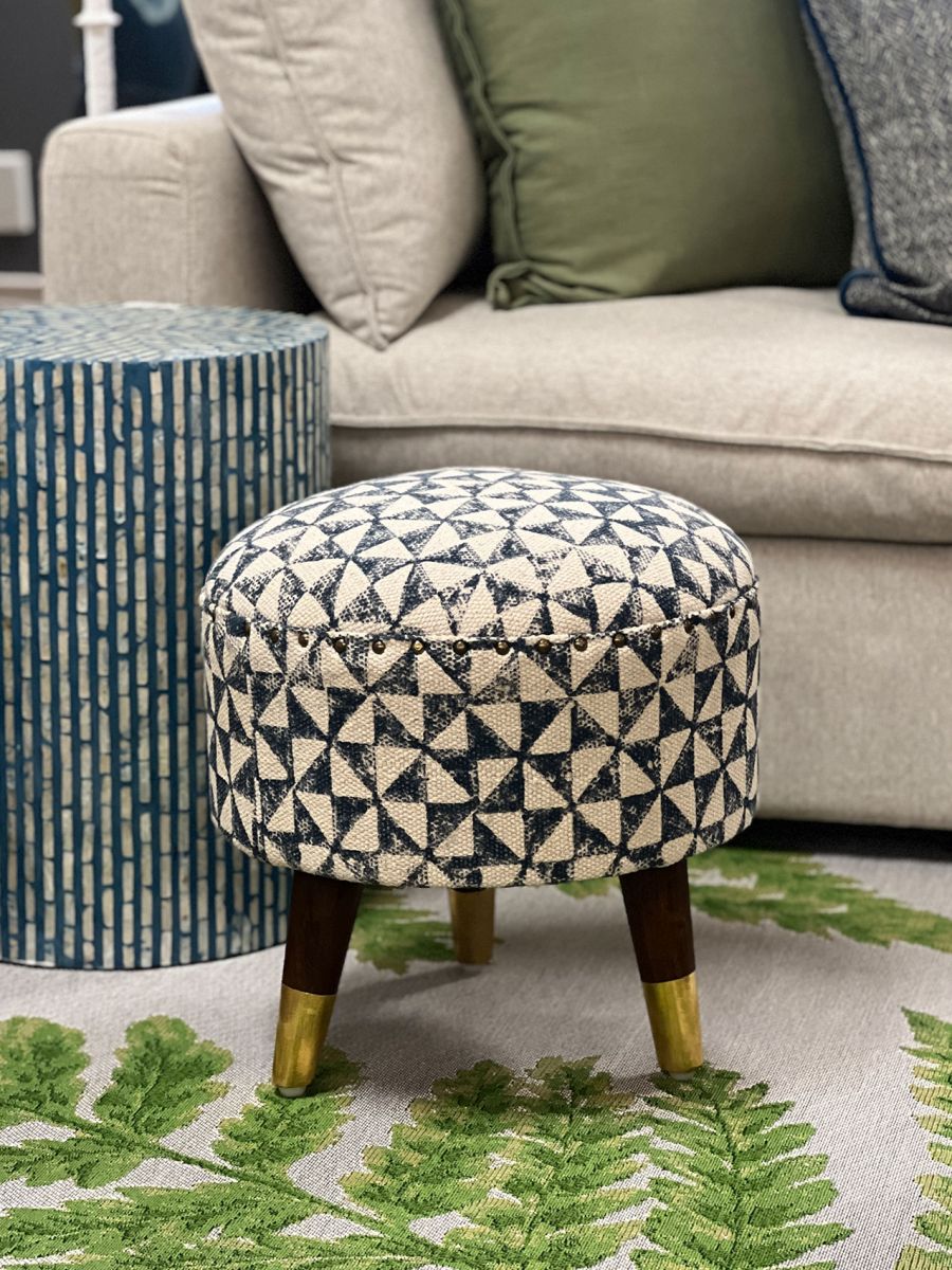 Block & Chisel blue & white printed stool