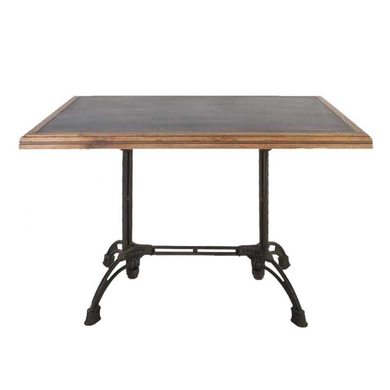 Cafe table with iron base and zinc top 6 seater