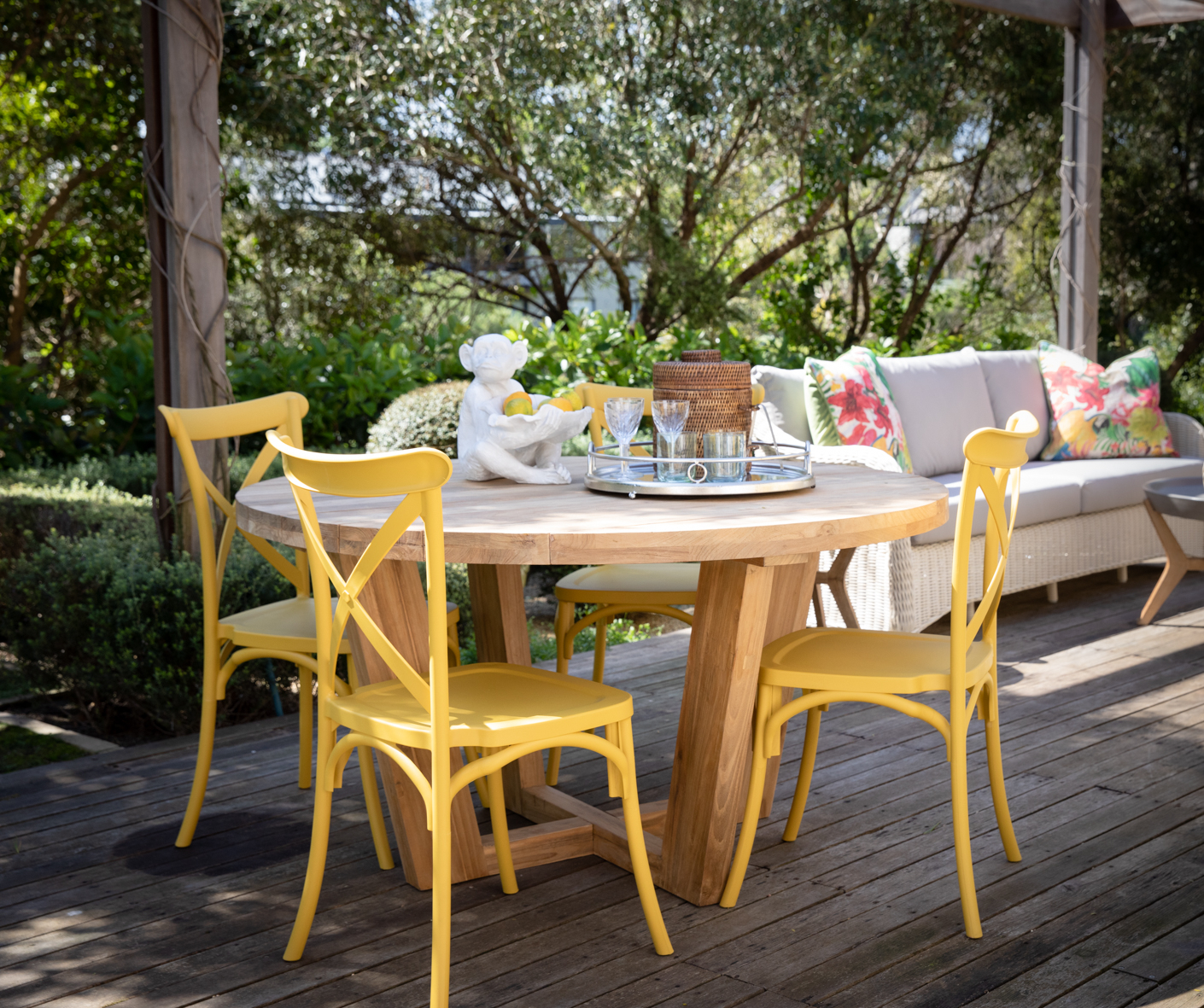 Cross Back PVC Yellow Dining Cafe Chair
