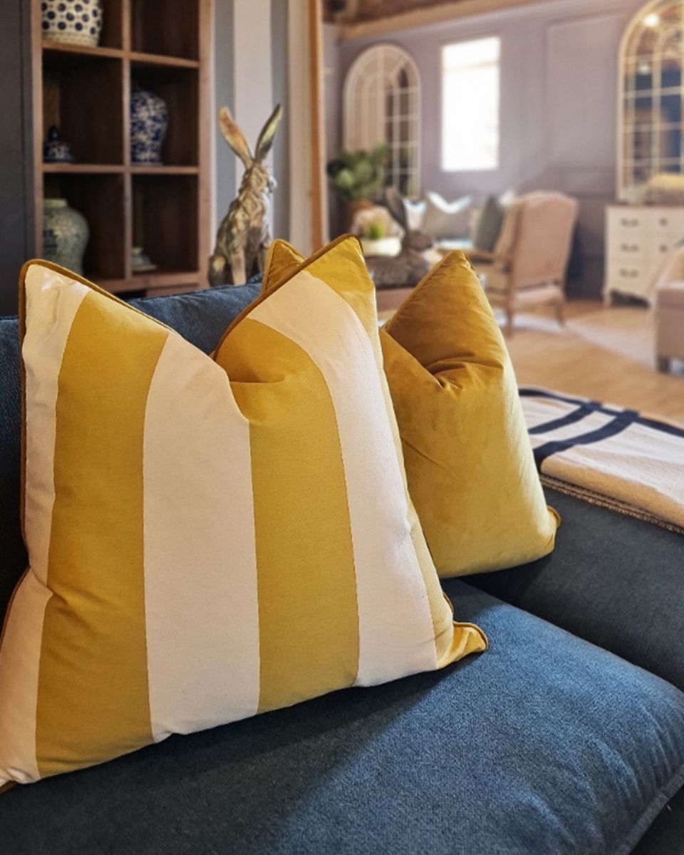 Wide Stripe Cushion | Mustard