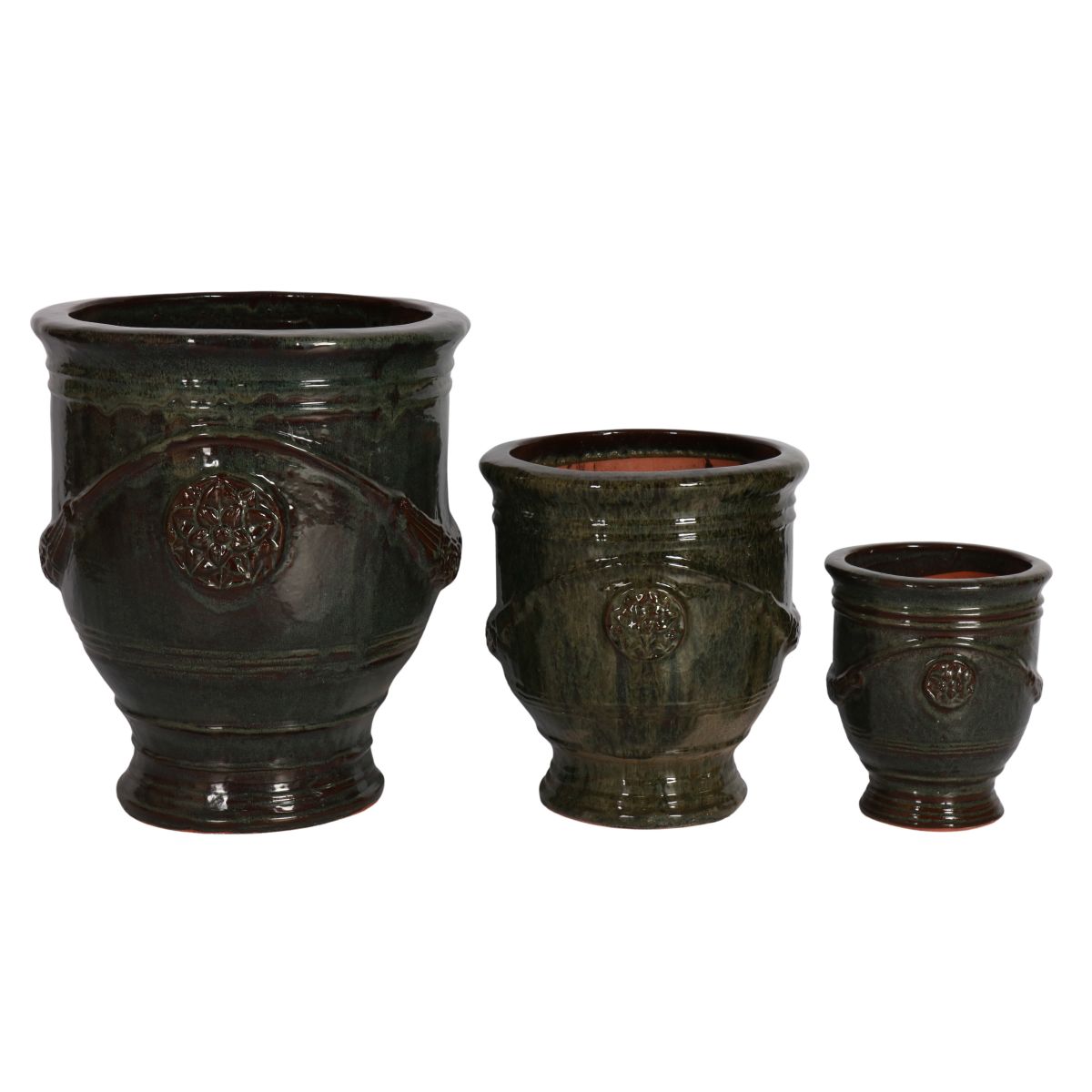 block and chisel green  anduze glazed pot
