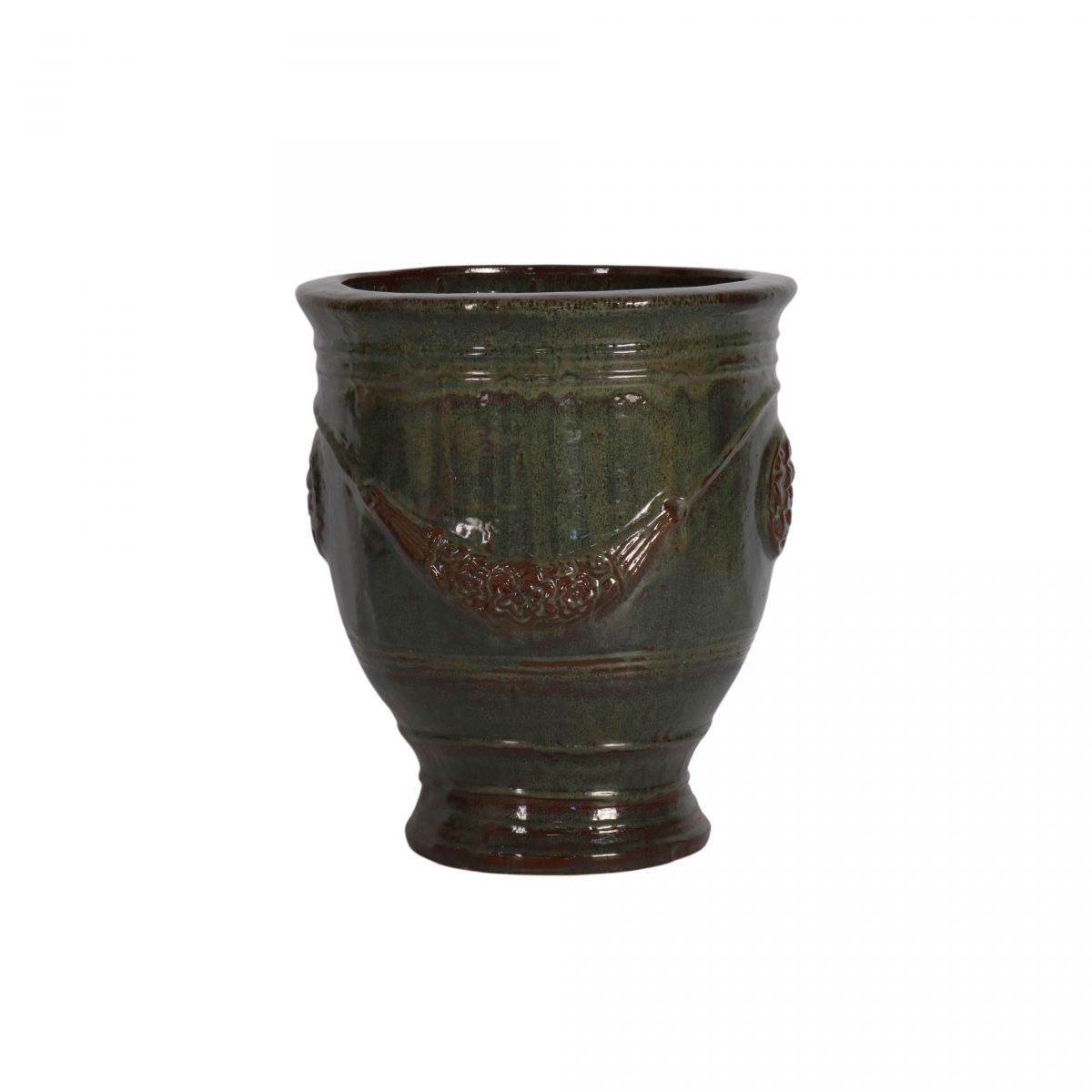 block and chisel green  anduze glazed pot