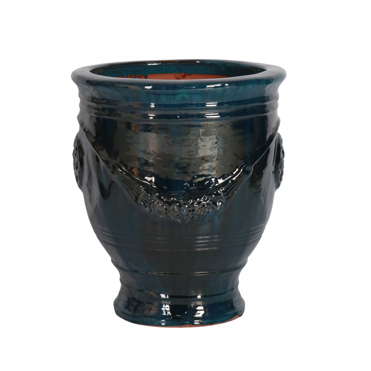 block and chisel teal  anduze glazed pot