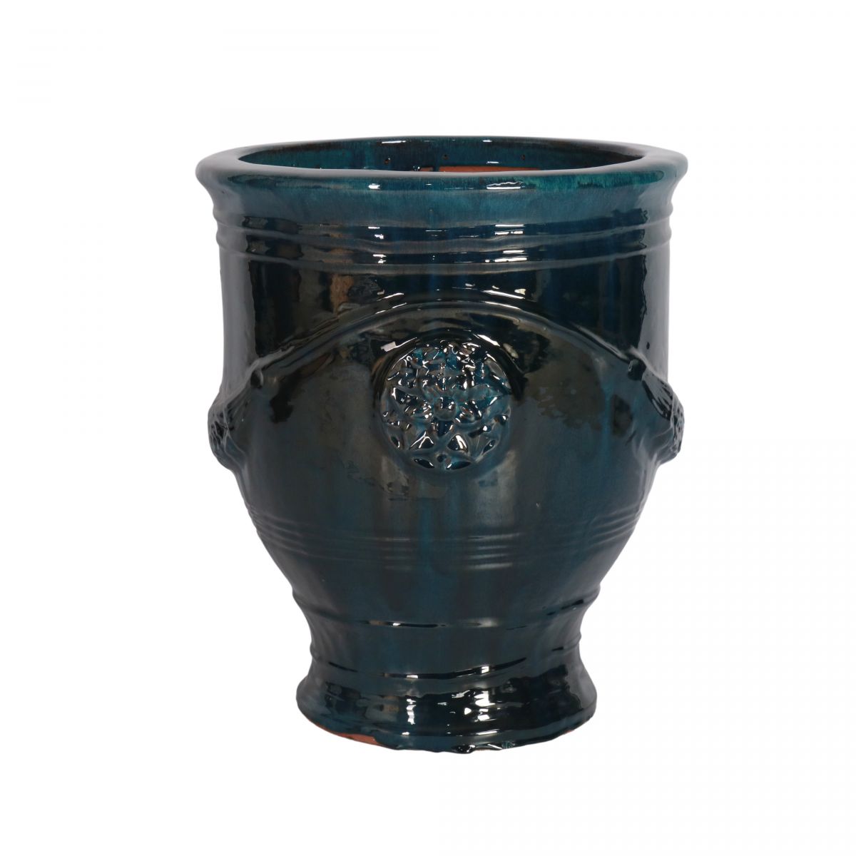 block and chisel teal  anduze glazed pot