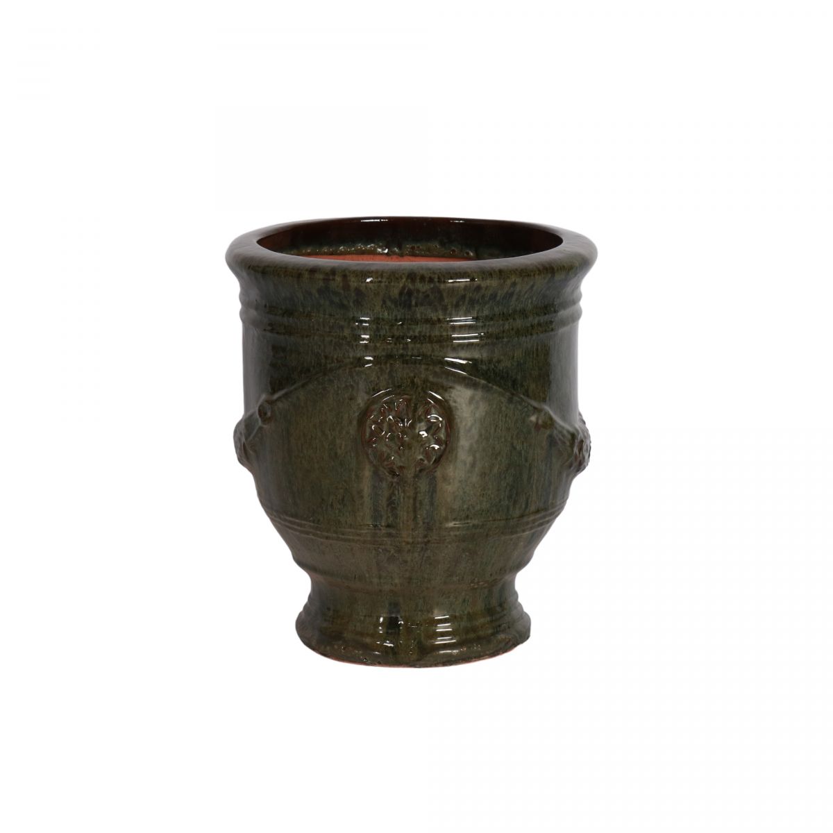 block and chisel green  anduze glazed pot
