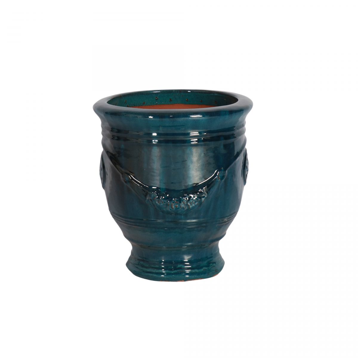 block and chisel teal  anduze glazed pot