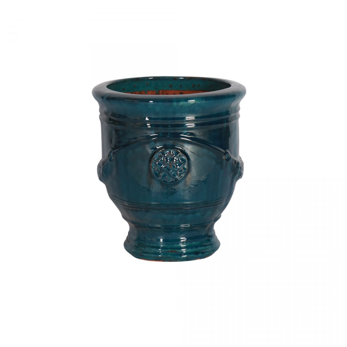 block and chisel teal  anduze glazed pot
