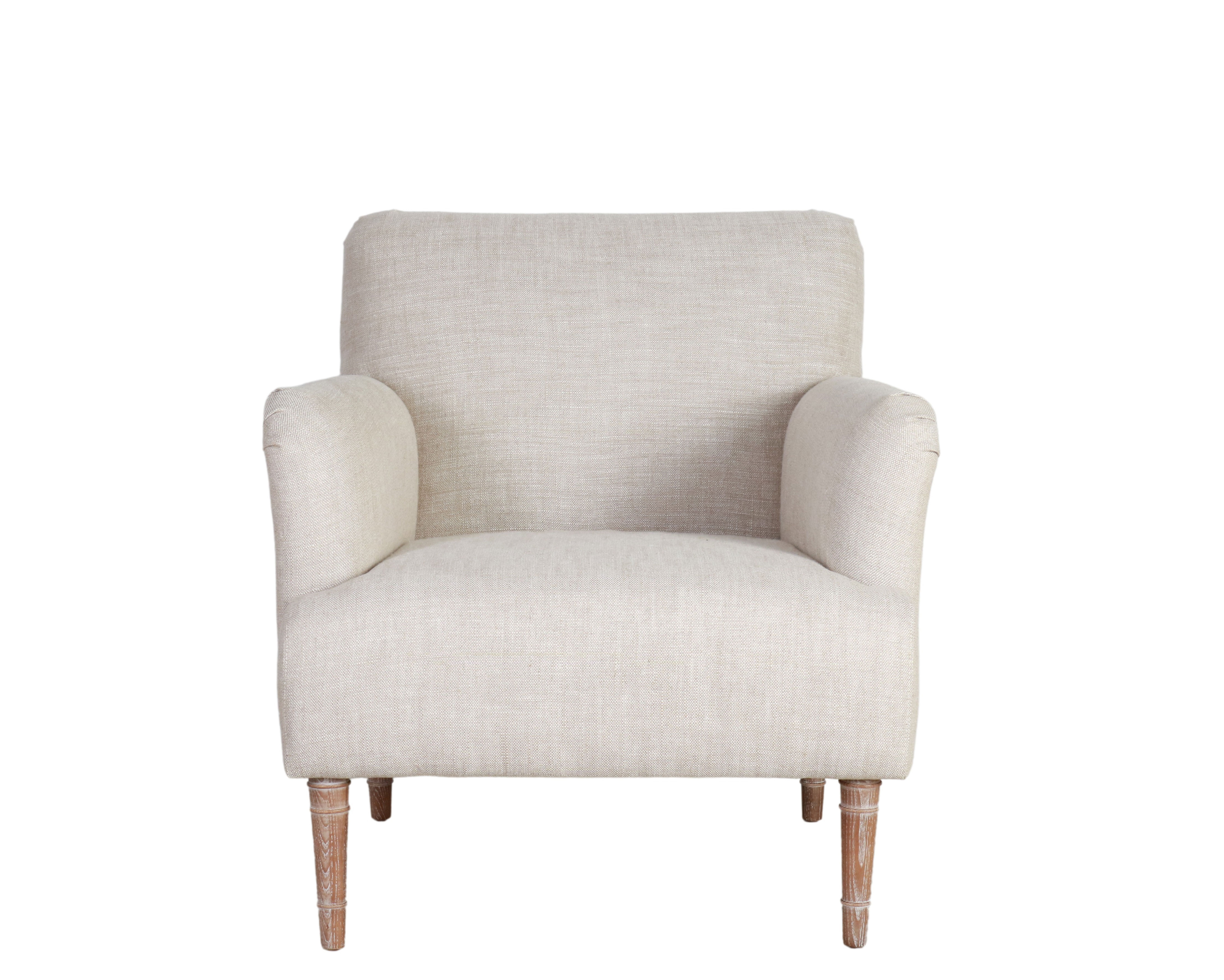 Linen occasional chair with oak legs