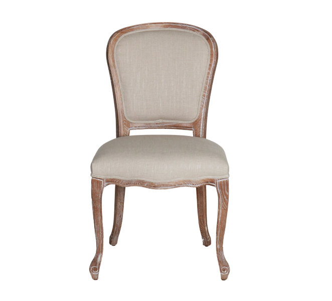 dining chair upholstered in linen with oak frame Château Collection