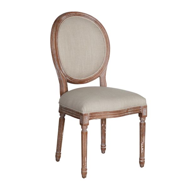 dining chair with oak frame and linen upholstery Château Collection 