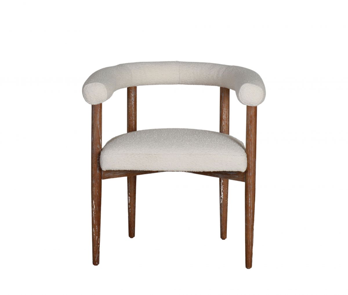 accent chair in cream with oak wood frame 