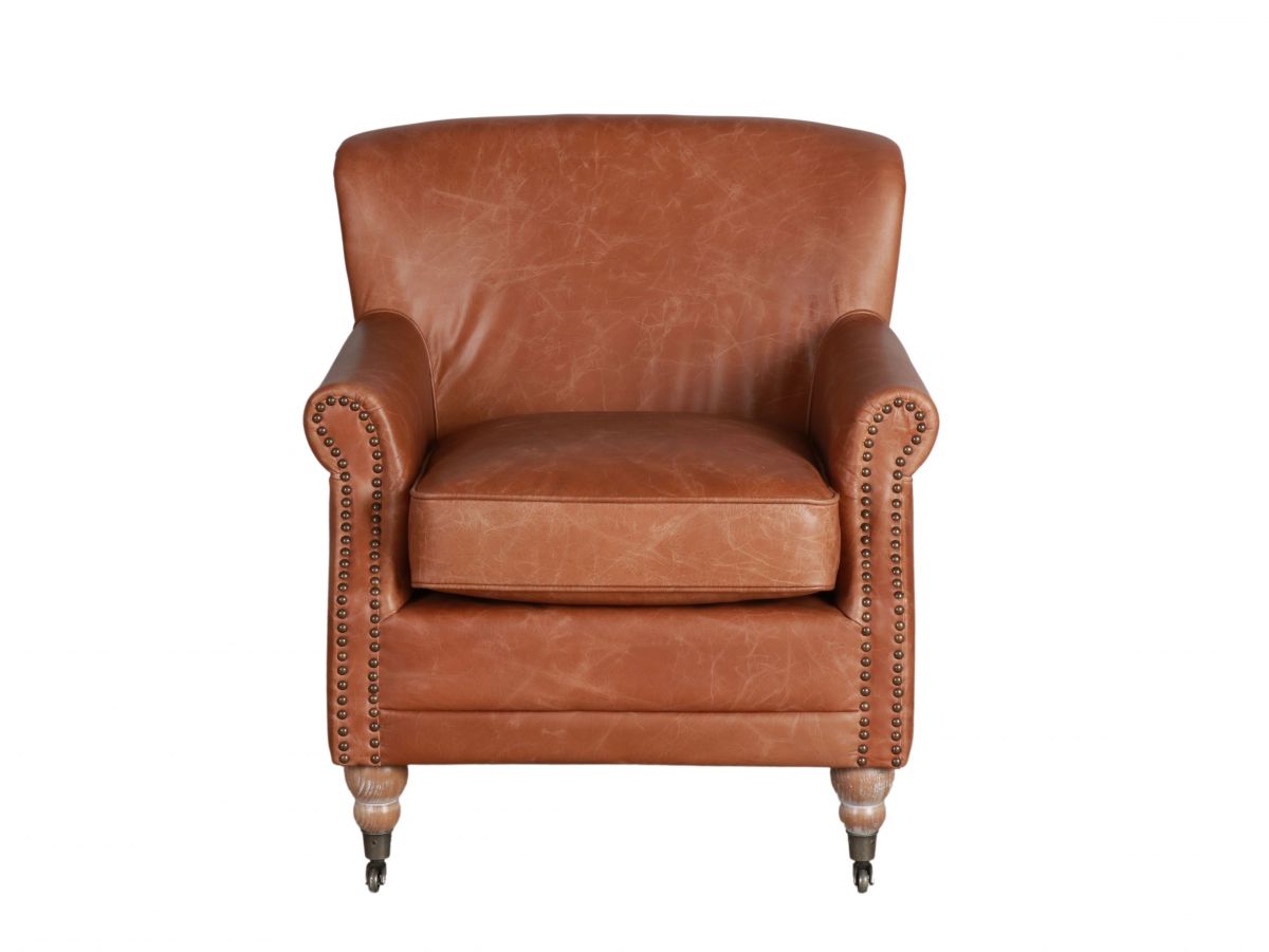 leather armchair on castors