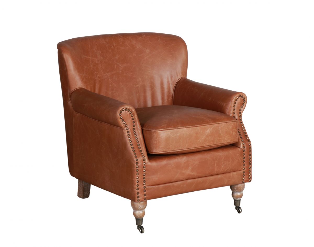 leather armchair on castors