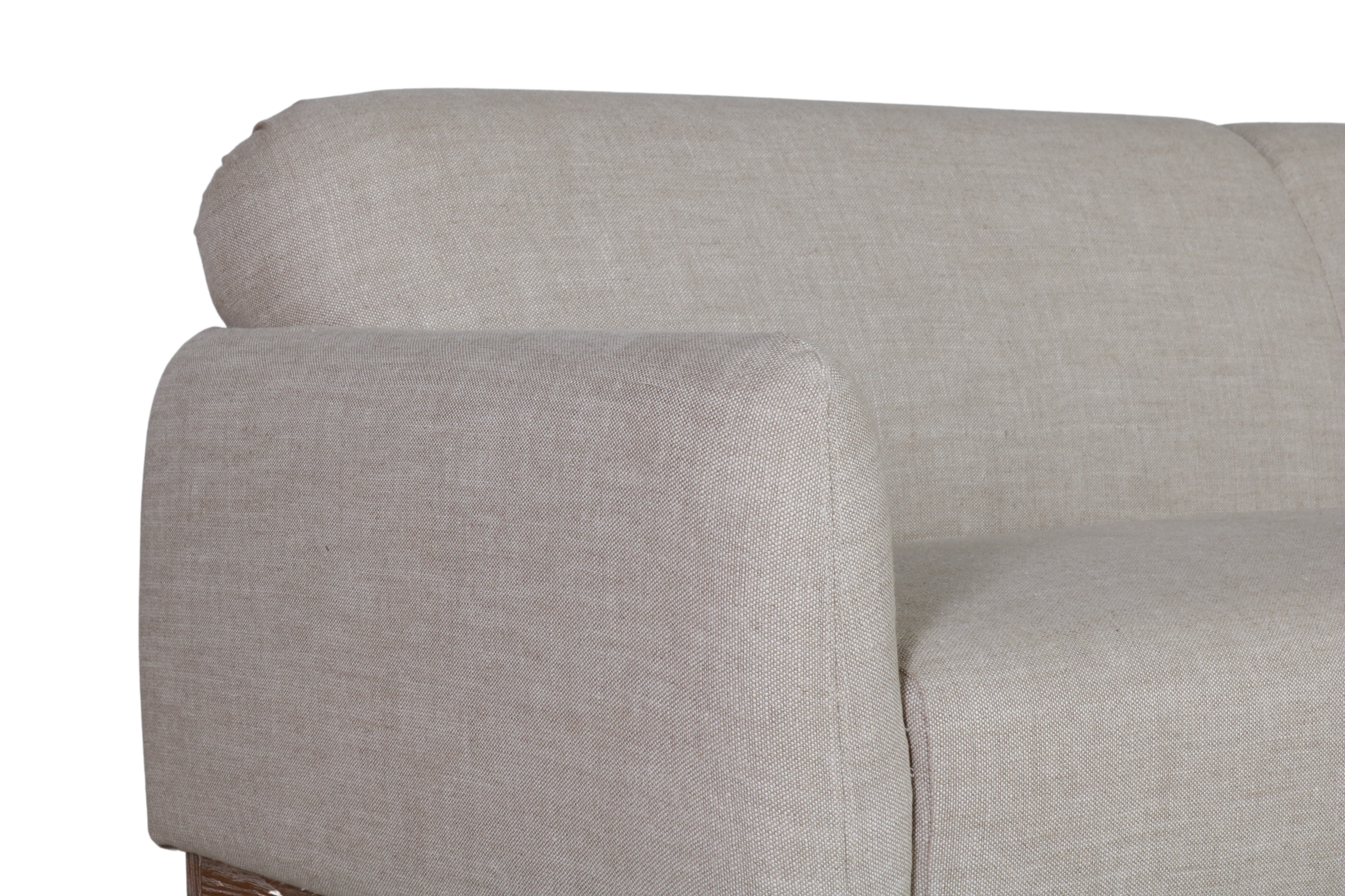 Linen modern sofa with oak legs