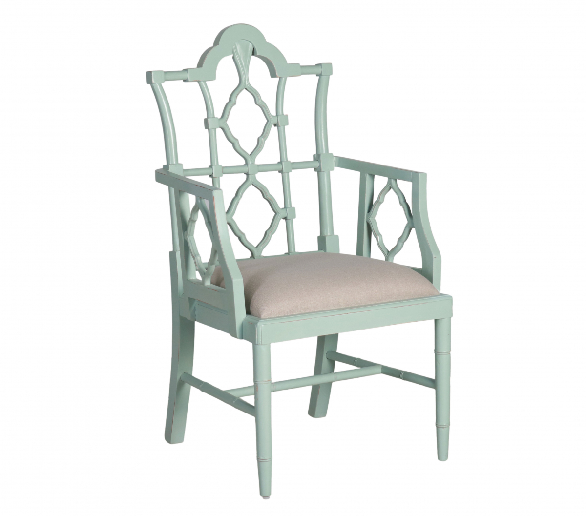 Mint green armchair with linen seat