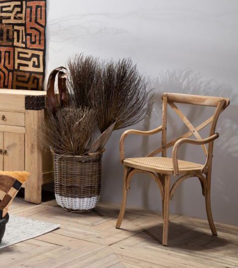 Anitque oak cross back carver dining chair 