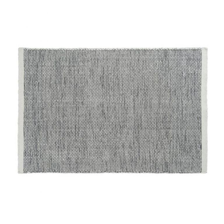 Block & Chisel white/black wool rug with white trim