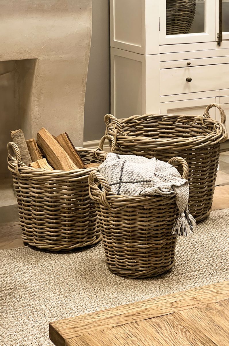 Kubu weave round basket with handles