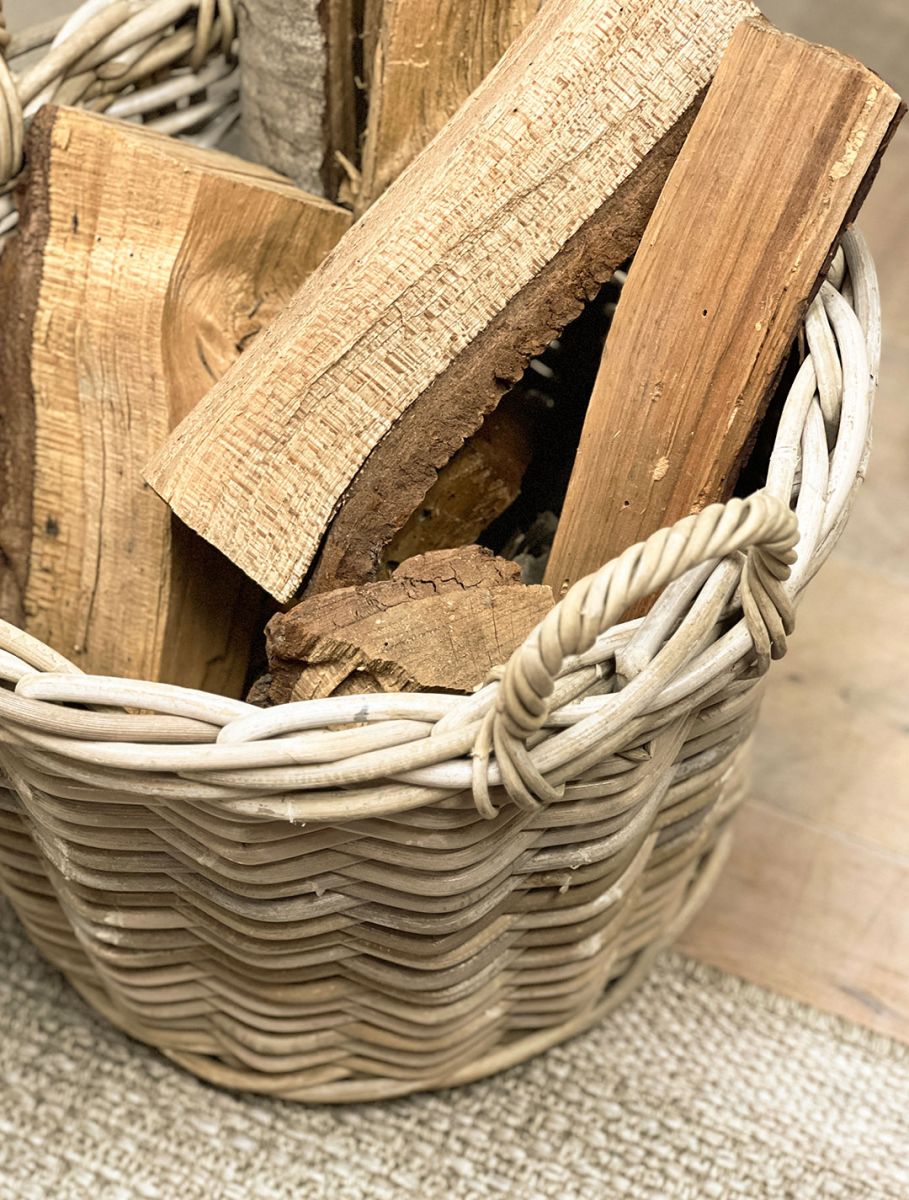 Kubu weave round basket with handles
