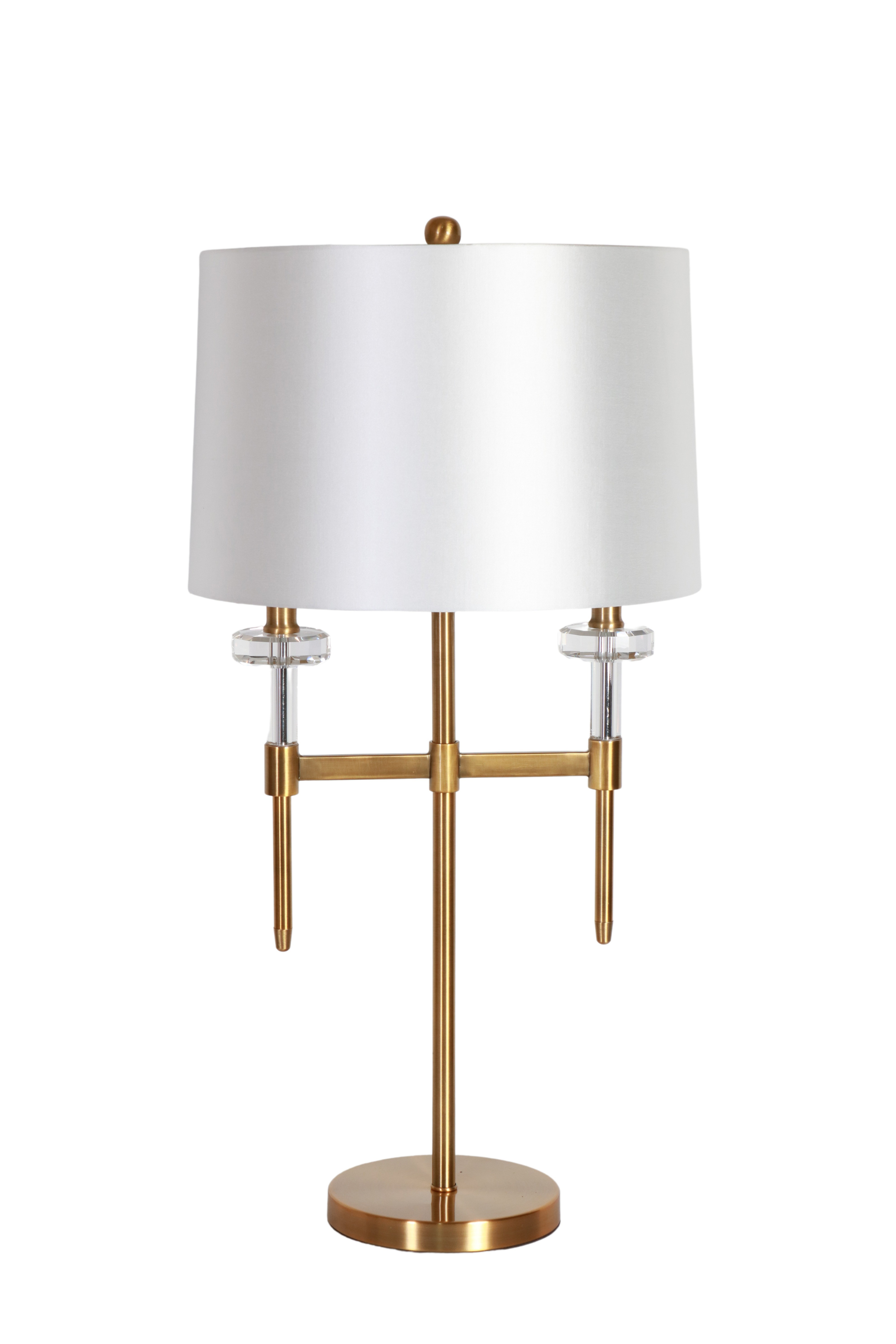gold lamp base with white shade 