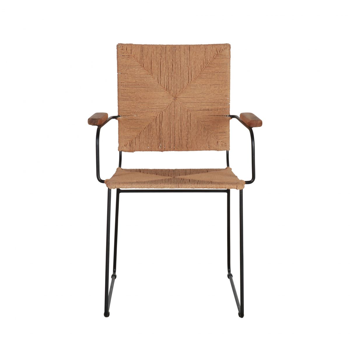 Casual dining chair with rattan seat, back and armrests