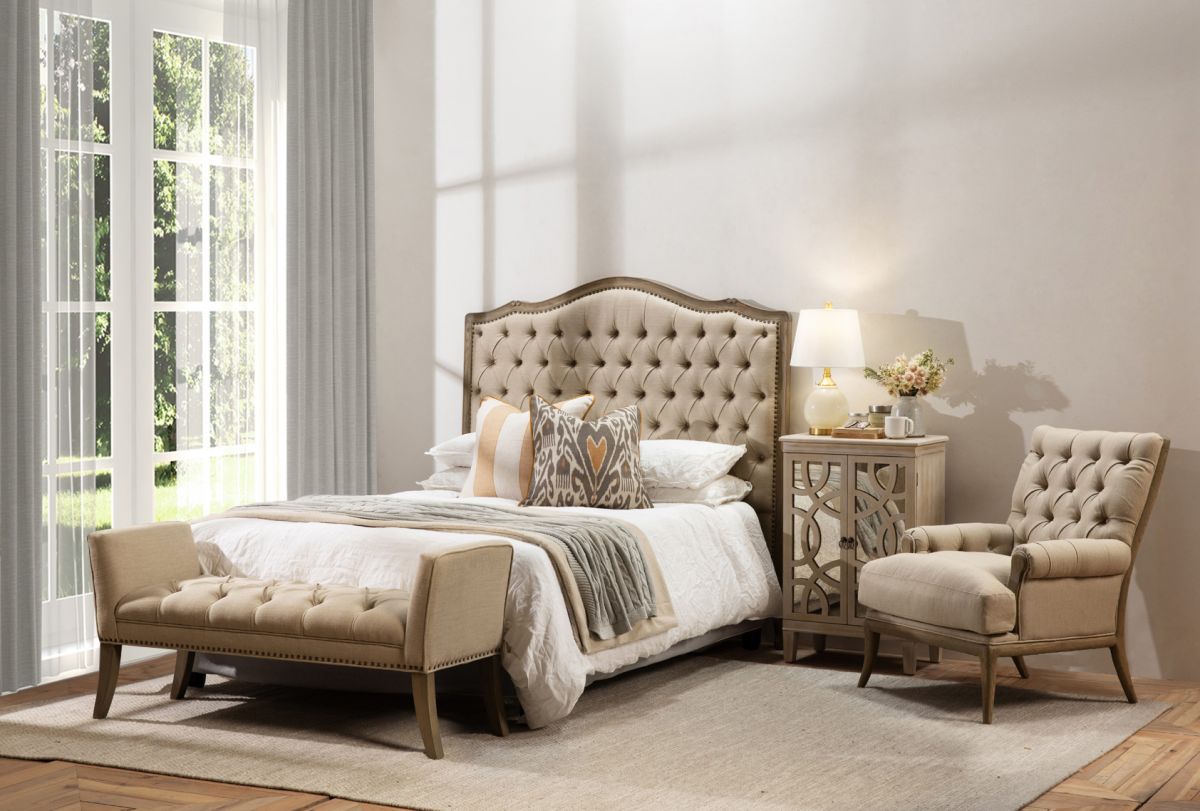 deep buttoned bedend with sides