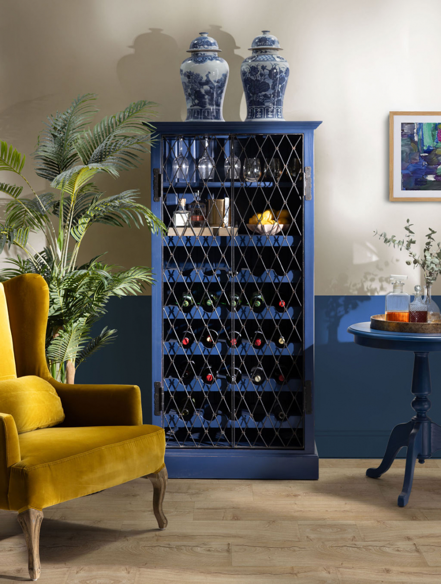 blue painted wine cabinet Bramble collection 