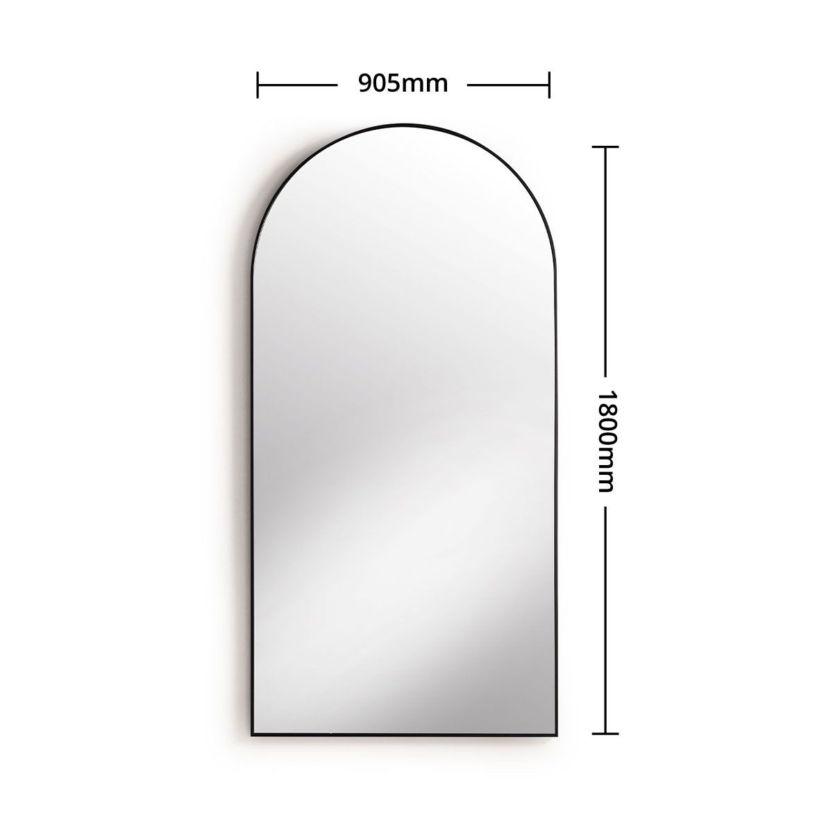 black framed arched mirror 
